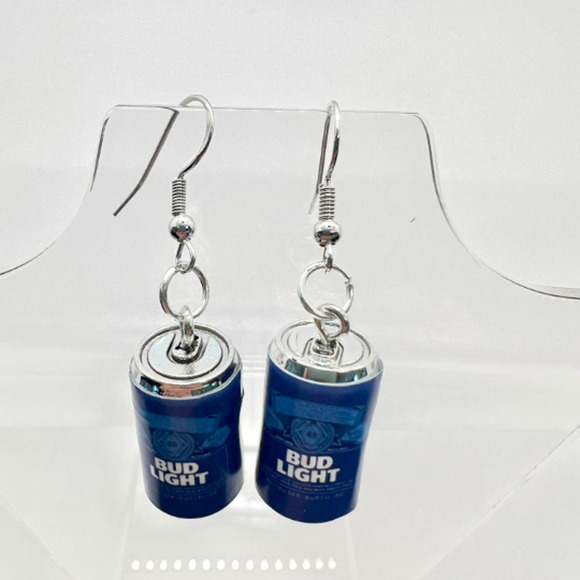 Bud Light Earrings - Beer Can Earrings - Alcohol Drink Earrings - Picture 5 of 10